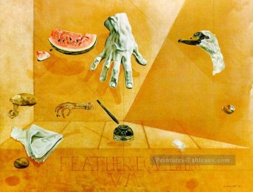 Equilibrio de plumas Equilibrio interatómico de una pluma de cisne 1947 Cubismo Dada Surrealismo Salvador Dalí Pinturas al óleo